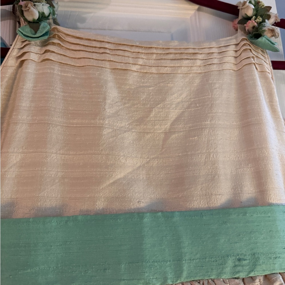 Magical Girls Cotton Twill Dress w/ Pleats Belted Waist Flower Buds Petticoat